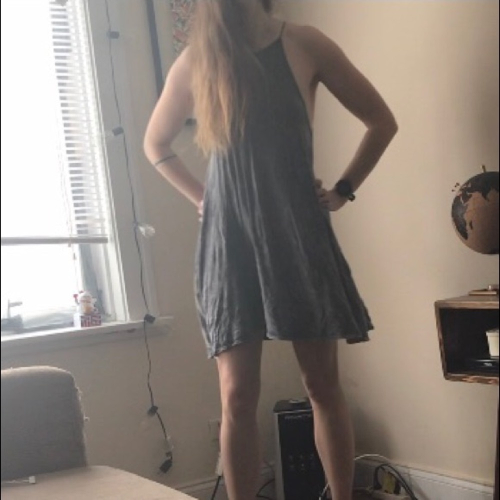 Distressed gray shift dress